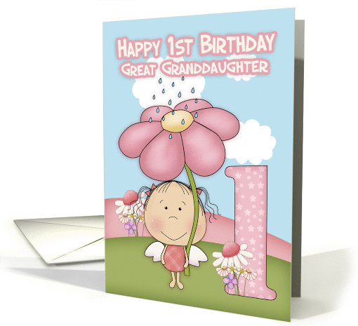 1st Birthday - Great Granddaughter - Little Garden Fairy card