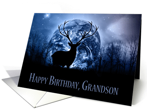 Grandson, Fantasy Stag Silhouette With Trees And Glorious Sky card