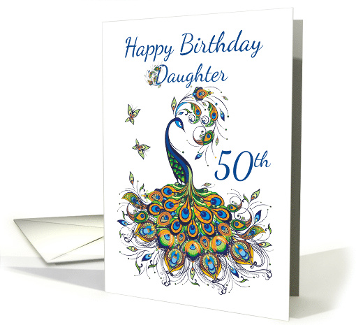 50th Birthday Daughter Peacock And Butterflies card (1613708)