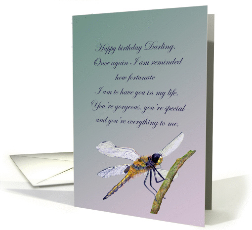 For My Wife's Birthday, Dragonfly in Watercolor card (1368402)
