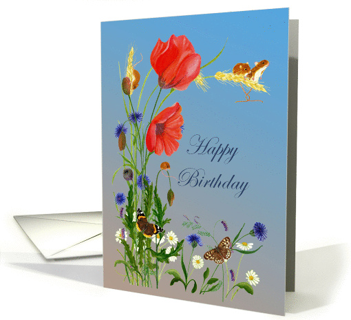 Happy Birthday Wishes with Hand-Painted Harvest Mice and... (1370592)