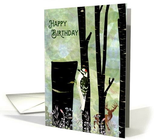 Happy Birthday, woodland themed featuring a Woodpecker card (1381714)