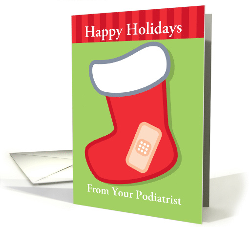 From A Podiatrist Business Christmas Card with Bandaged Stocking card
