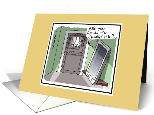 Funny Cell Phone Birthday Comic Cartoon card (1594346)