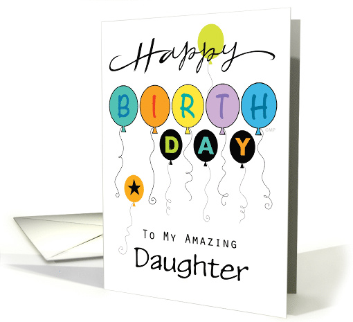 Retro Birthday Balloons Custom Daughter card (1540016)