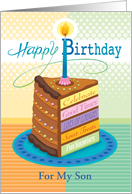 For Son Happy Birthday Chocolate Cake Slice Candle card