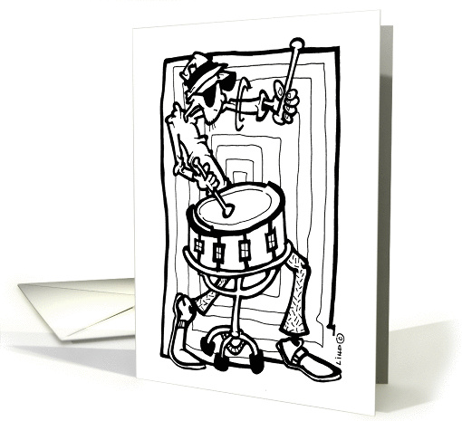 Drummer Glasses Hat Cool Birthday in Pen and Ink card (1445534)