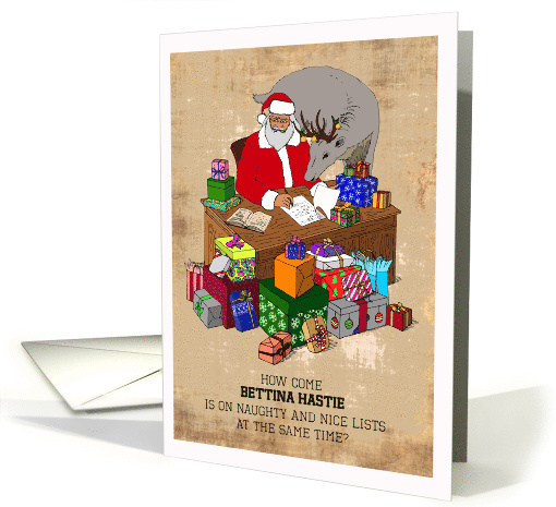 Christmas Custom Name - Santa with a Deer and a Pile of... (1457226)