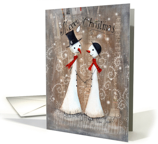 Cute Christmas Snowman and Snow-woman for Couple Holding... (1458876)