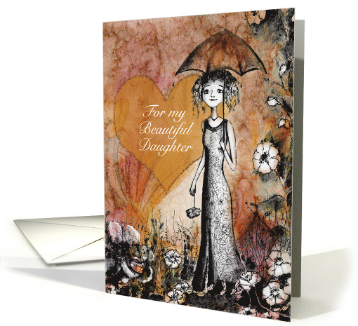 Congratulations, Daughter's Wedding, Lady with Umbrella, card