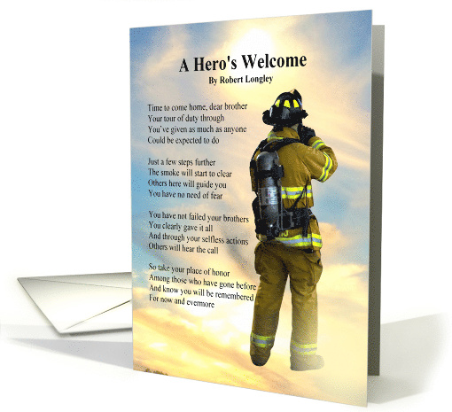 Sentimental Sympathy for the Loss of a Firefighter Poem card (1481440)