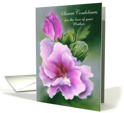 Custom Condolences Loss of Mother Rose of Sharon Hibiscus Pastel card