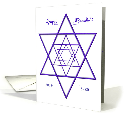 Happy Chanukah Blue Star of David Customize for Any Year card