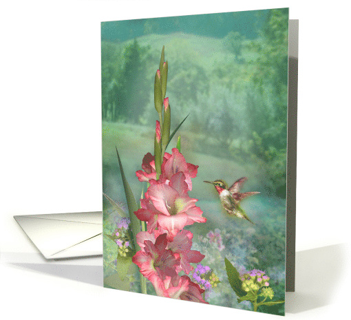 Hummingbird Garden Flower Birthday card (1634728)