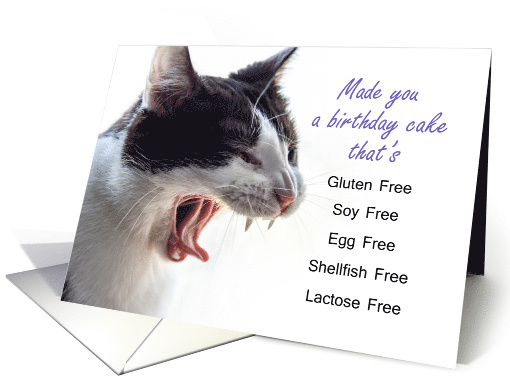 Funny Gagging Cat Allergen Free Birthday card (1534052)