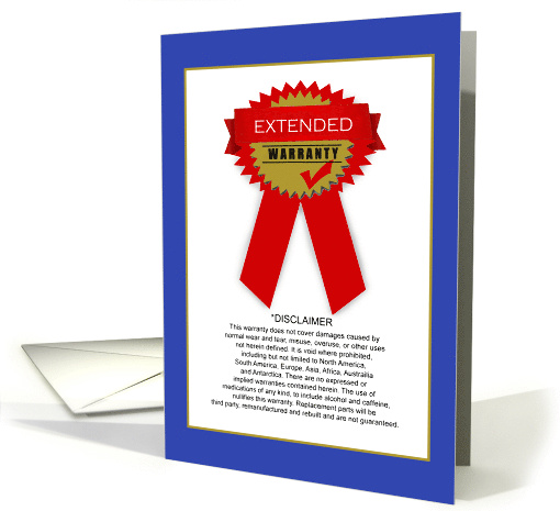 Funny Red Ribbon Extended Warranty Birthday card (1681182)