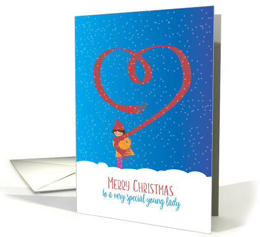 Merry Christmas to a Special Young Lady Heart Scarf card (1544476)