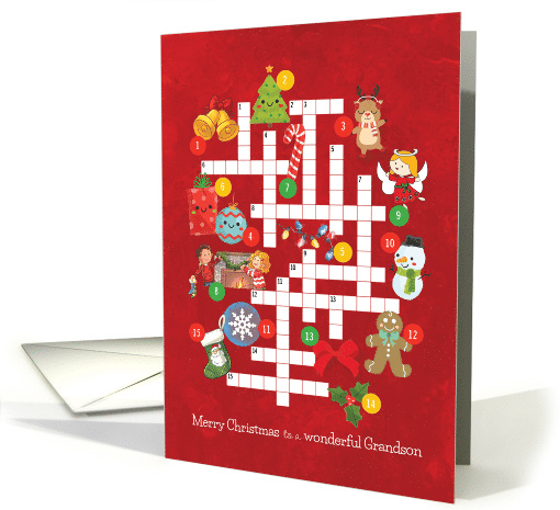 Cute Christmas Picture Crossword Puzzle for Grandson card (1659406)