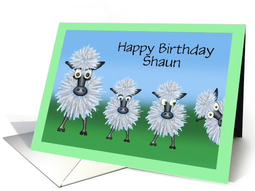 Birthday Custom Name Cartoon Caricature of A Sheep and her Lambs card