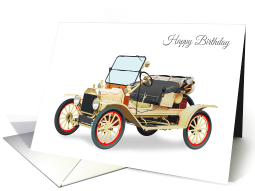 Birthday card featuring a classic vintage 1916 American car card