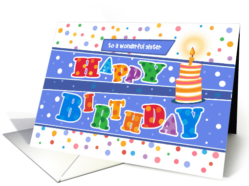 Custom Front Confetti Cake Happy Birthday Sister card (1531122)