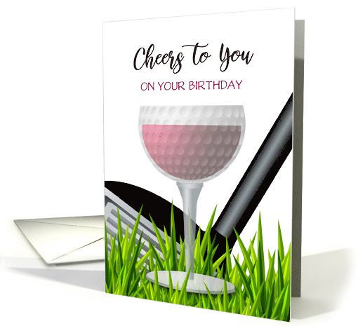 Golf and Wine Themed Happy Birthday card (1561700)