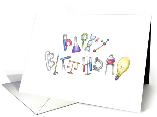 Happy Birthday Science Equipment Alphabet Art Blank card (1574864)