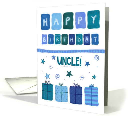 Happy Birthday Uncle Blue Patterned Gifts card (1596214)
