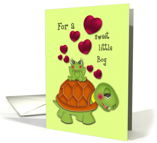 Valentine for a Little Boy, Happy Turtle with Frog on its... (1576432)