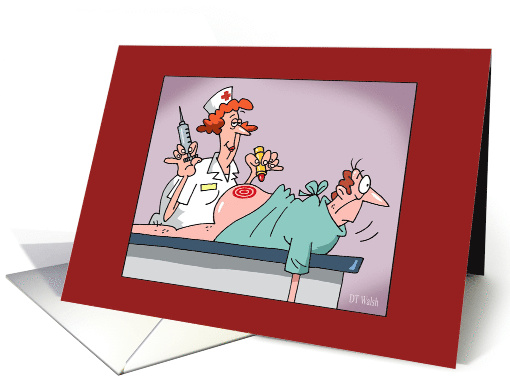 Nurse Draws a Bullseye on the Buttocks of a Patient Birthday card