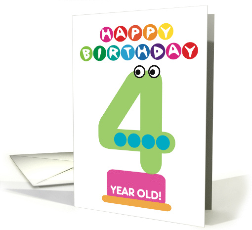 Fourth Birthday Number Monsters Happy 4 Birthday Cartoon... (1605350)