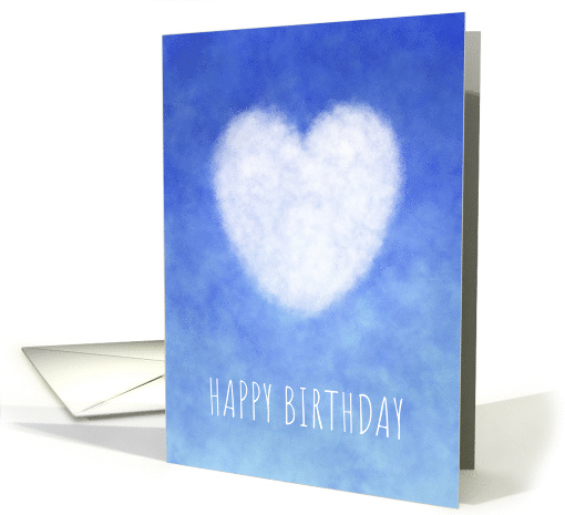 Happy Birthday with Peaceful White Cloud Heart on Blue... (1841154)