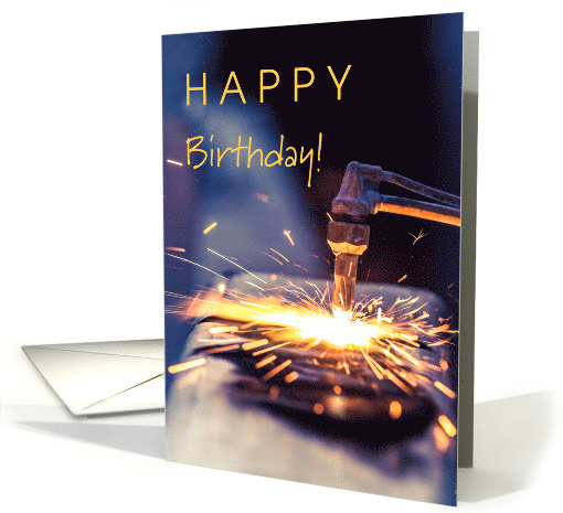 Grandson Welding Happy Birthday with Sparks Flying card (1667144)