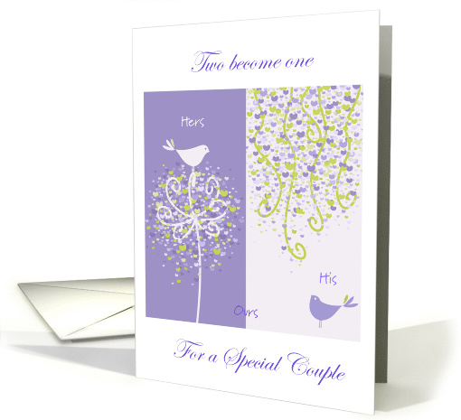 Love Birds Two Become One for a Special Couple Shower card (1733522)