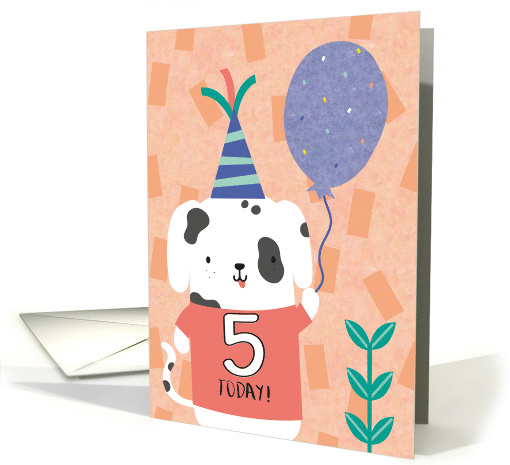 Cute Boys Puppy Fifth Birthday card (1617992)
