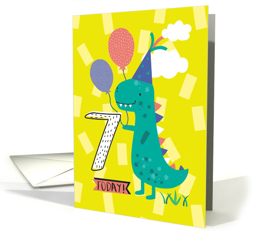 Cute Boys Dinosaur Seventh Birthday card (1618000)