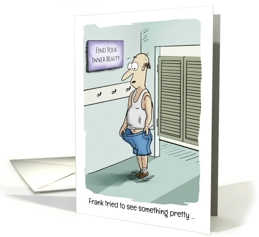 Birthday Inner Beauty Cartoon Male in Changing Room card (1645620)