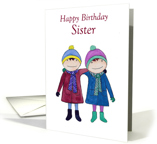 Happy Birthday Sister Two Girls Side by Side card (1665970)