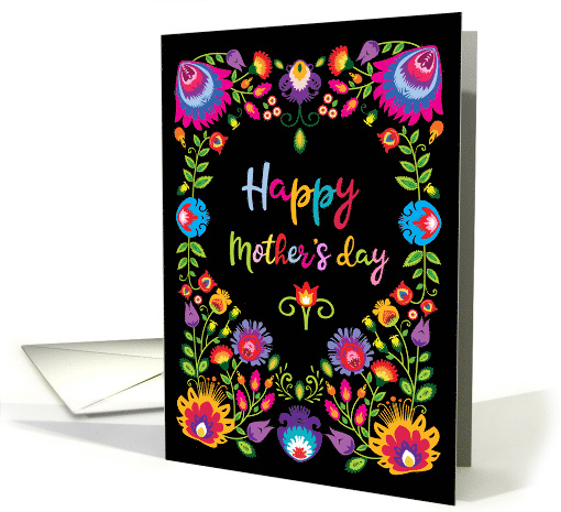 For Mother Awesome Folklore Flowers on Black card (1679646)