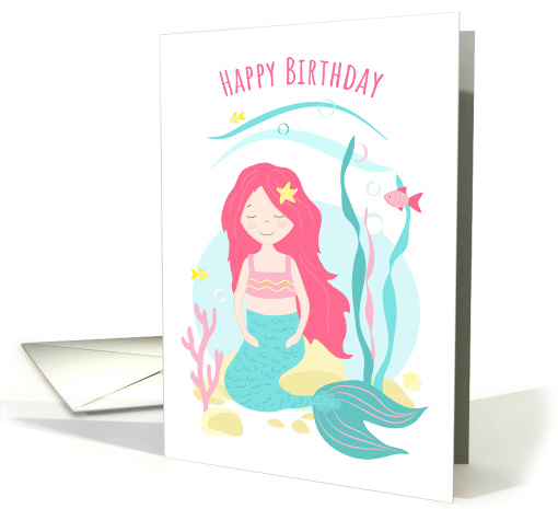 Birthday for Girl Cute Pink and Mint Mermaid card (1688096)