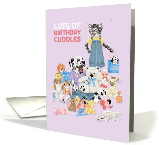 Birthday for Kids Dalmatian and Cat Stuffed Toy Cuddles card (1751706)