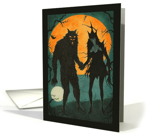 Granddaughter and Husband Wolfman and Witch Pair card (1744404)