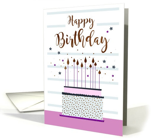 Birthday Cake with Candles and Stars Pink Vibe card (1785704)